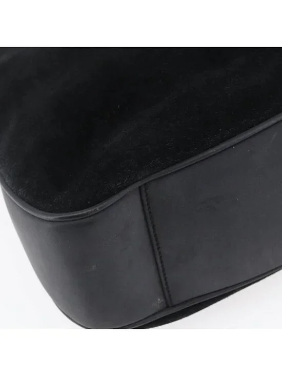 Authentic GUCCI Bamboo Shoulder Bag Suede Black Gold 001 1014 1577 - Picture 6 of 16